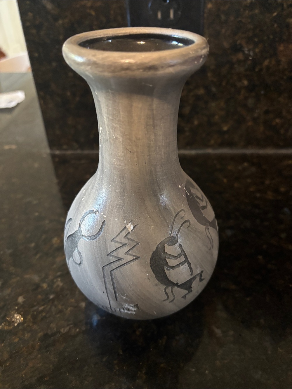 Binishtho NavajoGray Ceramic Decorative Bud Vase - Picture 3 of 7